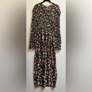 Vintage Expression smock floral chiffon maxi dress Sz S